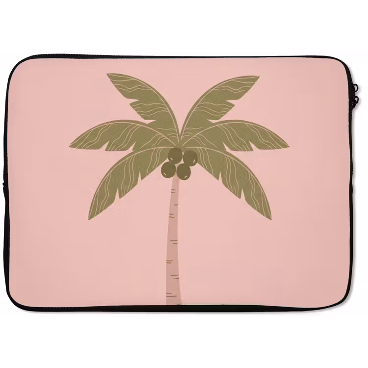 Boom - Palm - Natuur - Illustratie - Roze laptophoes neopreen klein -zkaufland3dotto