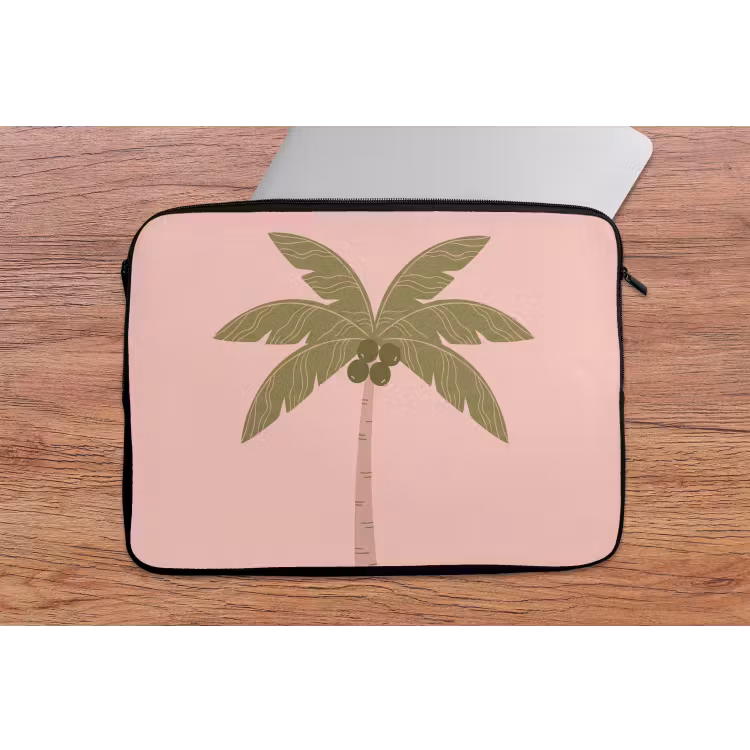 Boom - Palm - Natuur - Illustratie - Roze laptophoes neopreen klein -tafel