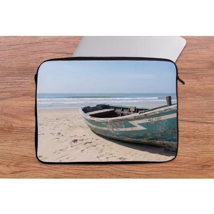 Boot - Zandstrand - Zee laptophoes neopreen klein -tafel