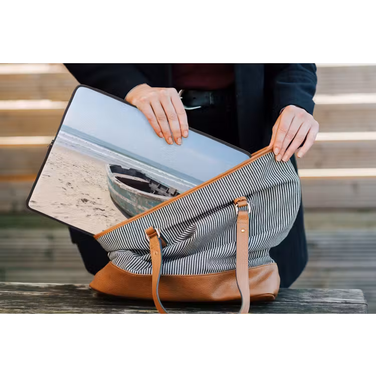 Boot - Zandstrand - Zee laptophoes neopreen klein -tas