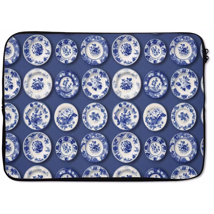 Borden - Floraal - Blauw laptophoes neopreen klein 279 -zkaufland3dotto
