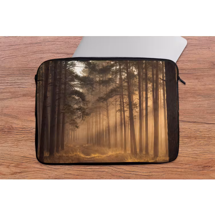 Bos - Mist - Zonlicht laptophoes neopreen klein -tafel