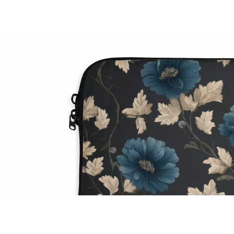 Botanisch - Bloemen - Blauw laptophoes neopreen klein 279 -detail