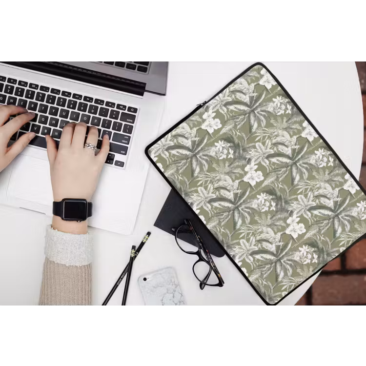 Botanisch - Bloemen - Groen laptophoes neopreen klein 279 -bureau