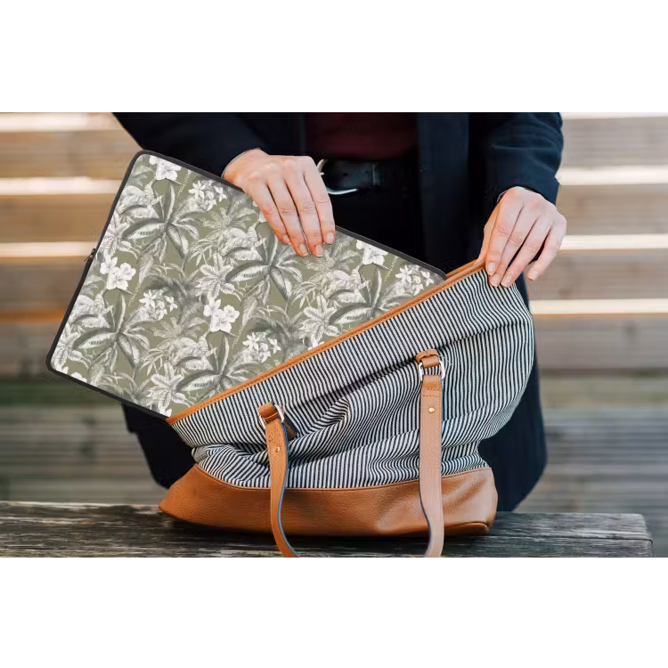 Botanisch - Bloemen - Groen laptophoes neopreen klein 279 -tas