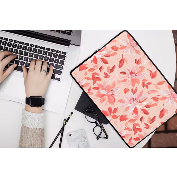 Botanisch - Bloemen - Rood laptophoes neopreen klein 279 -bureau