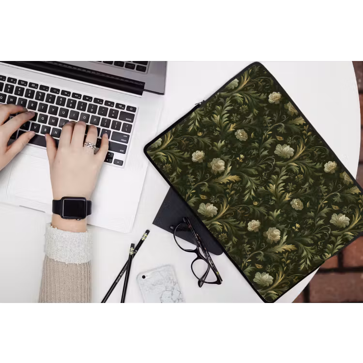 Botanisch - Naadloos - Bloemen laptophoes neopreen klein 279 -bureau