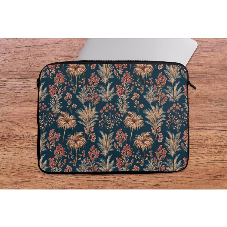 Botanisch - Patroon - Blauw laptophoes neopreen klein 279 -tafel