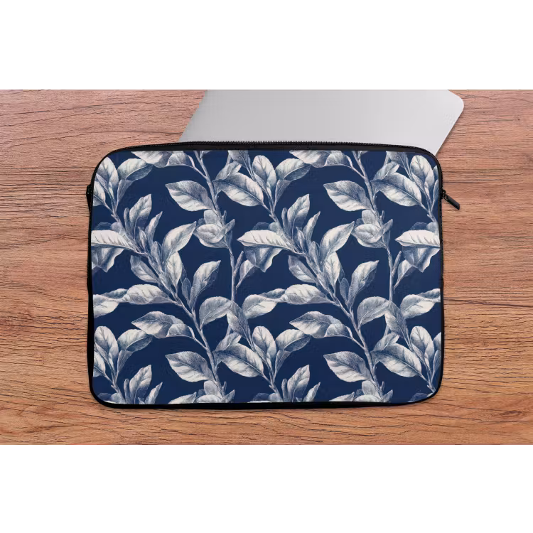 Botanisch - Patroon - Blauw laptophoes neopreen klein 279 -tafel