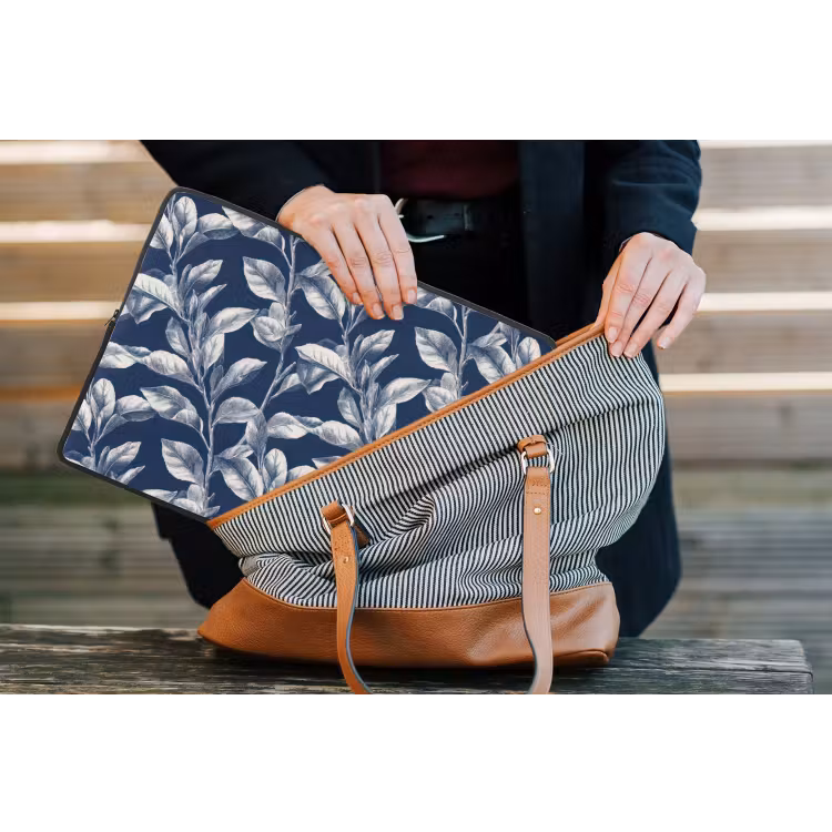 Botanisch - Patroon - Blauw laptophoes neopreen klein 279 -tas