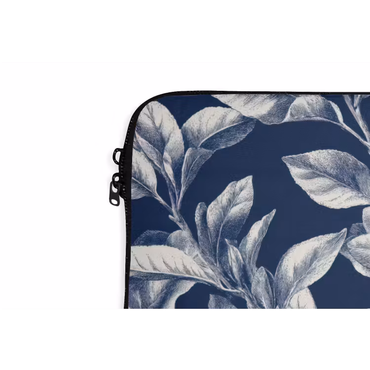Botanisch - Patroon - Blauw laptophoes neopreen klein 279 -detail