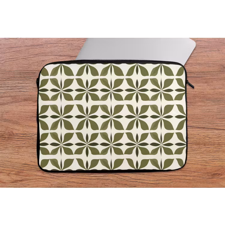 Botanisch - Retro - Groen laptophoes neopreen klein 279 -tafel