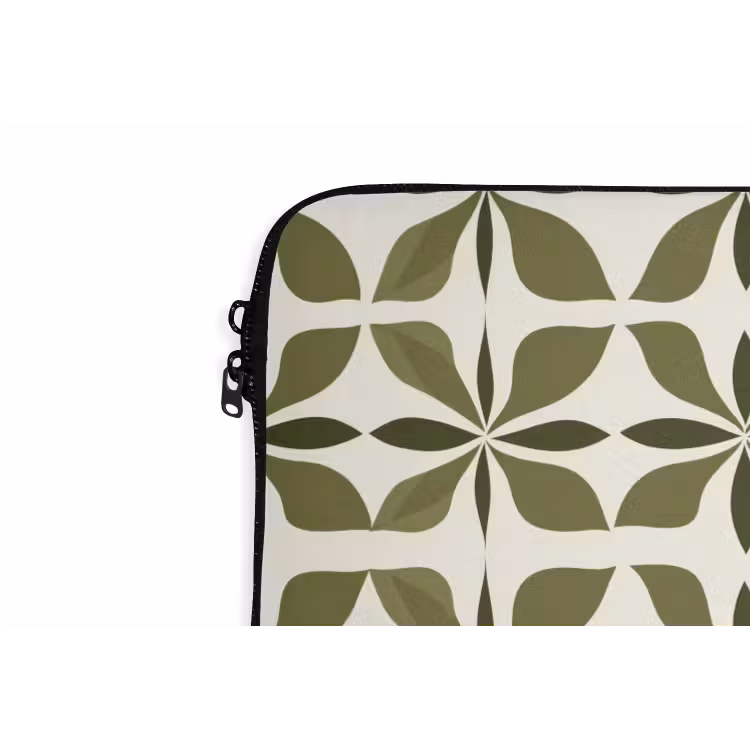 Botanisch - Retro - Groen laptophoes neopreen klein 279 -detail
