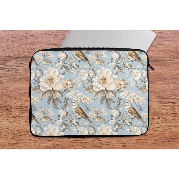 Botanisch - Zangvogel - Blauw laptophoes neopreen klein 279 -tafel