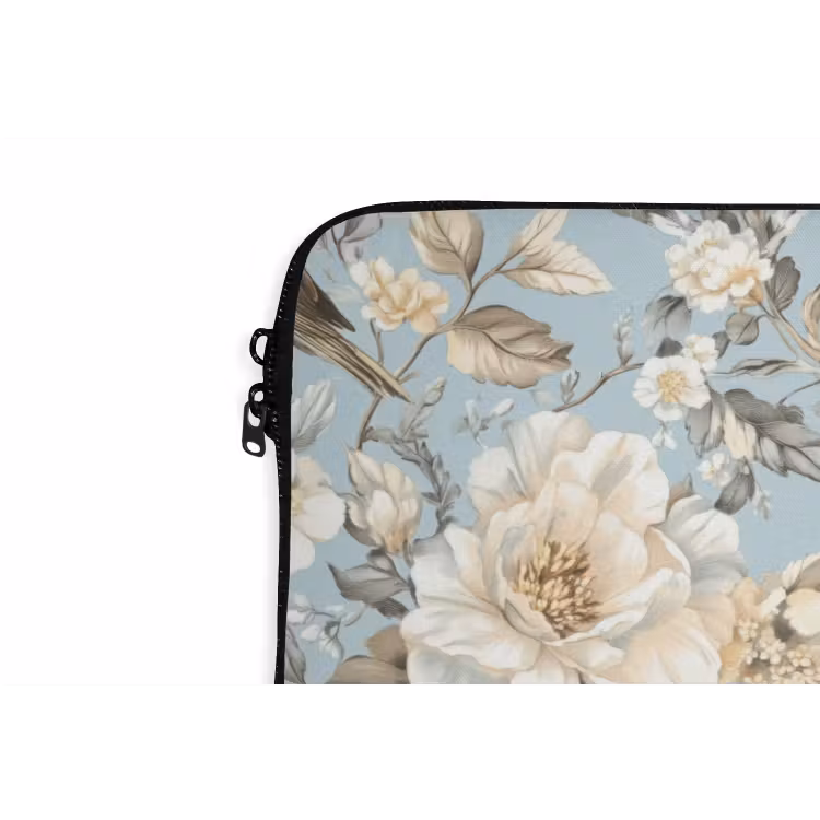 Botanisch - Zangvogel - Blauw laptophoes neopreen klein 279 -detail