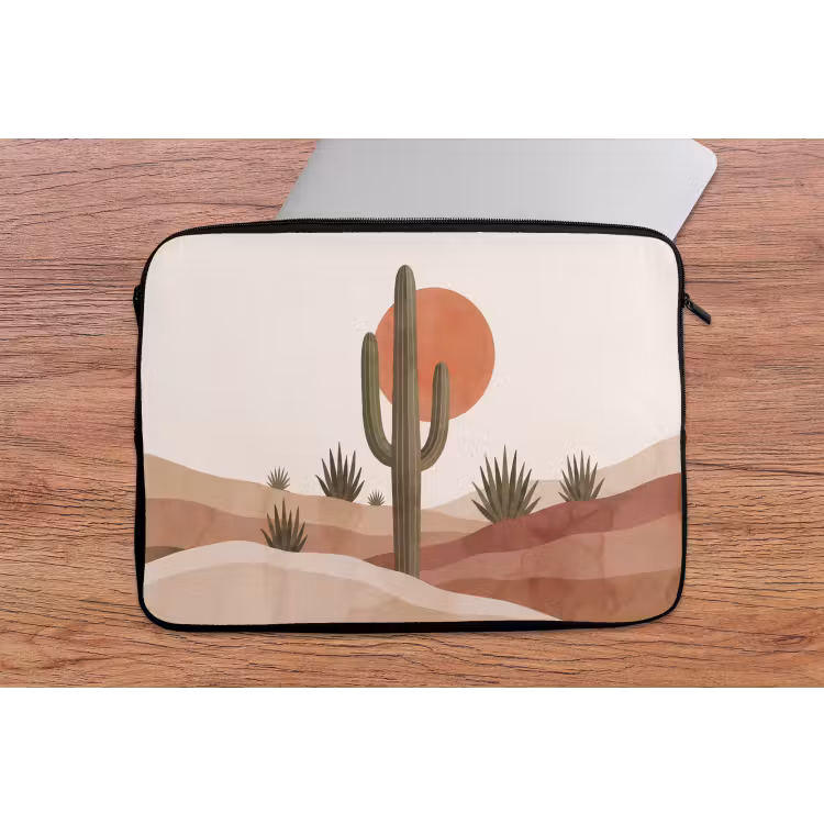 Cactus - Duinen - Modern - Landschap - Groen laptophoes neopreen klein -tafel
