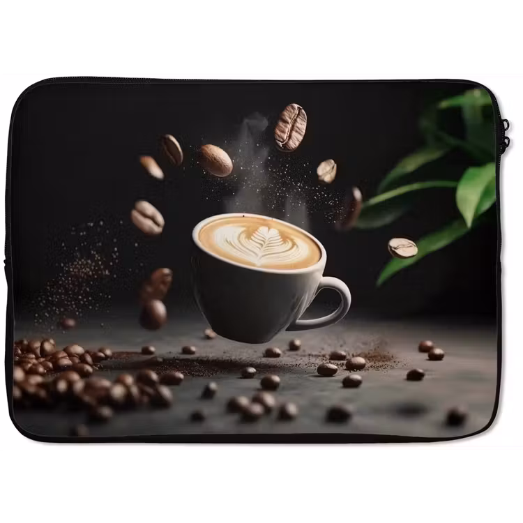 Cappuccino - Kop - Bonen - Bruin laptophoes neopreen klein -zkaufland3dotto