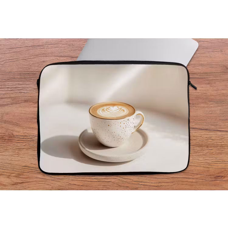 Cappuccino - Schuim - Schotel - Beige laptophoes neopreen klein -tafel