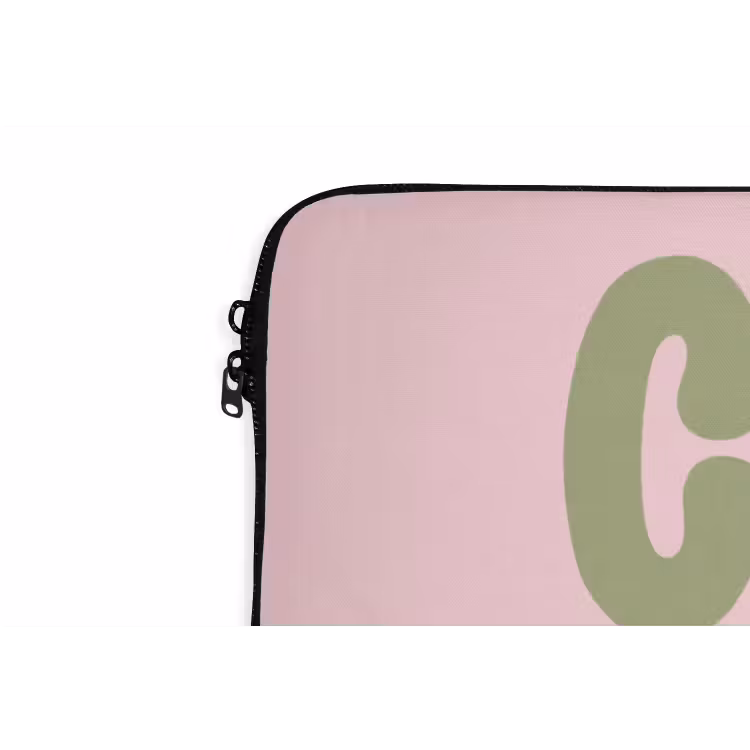 Chase greatness - Groen - Roze - Retro laptophoes neopreen klein -detail