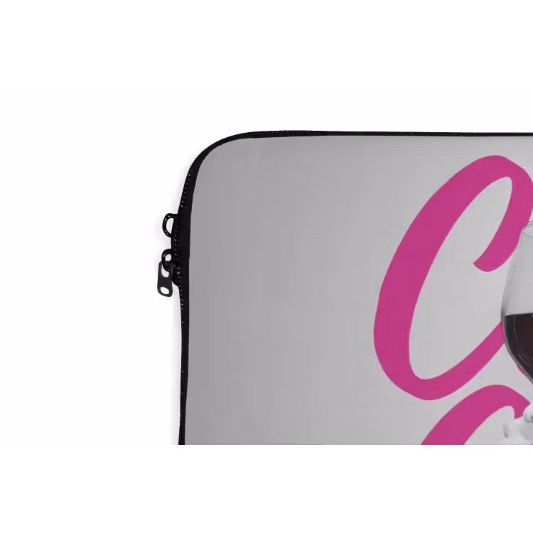 Cheers - Hond - Roze - Wijn laptophoes neopreen klein -detail