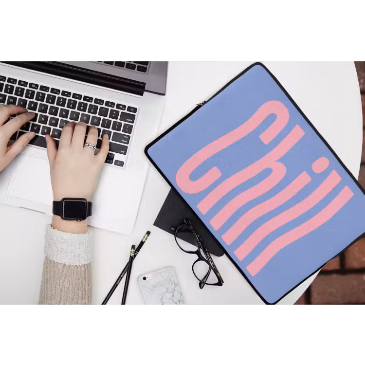 Chill - Roze - Blauw - Golvend laptophoes neopreen klein -bureau