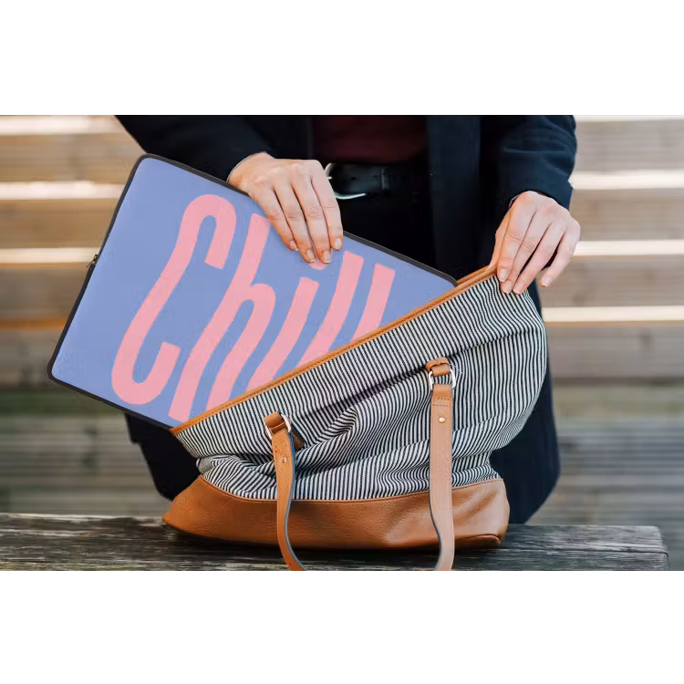 Chill - Roze - Blauw - Golvend laptophoes neopreen klein -tas