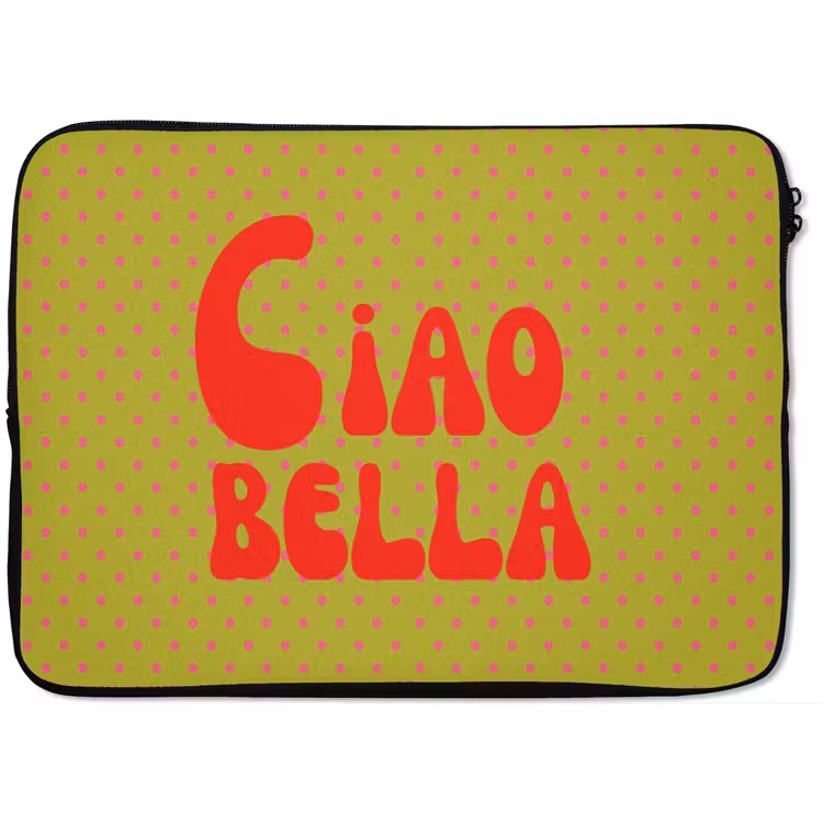 Ciao bella - Rood - Groen - Stippen laptophoes neopreen klein -zkaufland3dotto