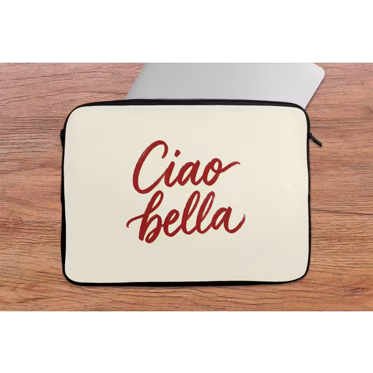 Ciao bella - Rood - Wit - Minimalistisch laptophoes neopreen klein -tafel