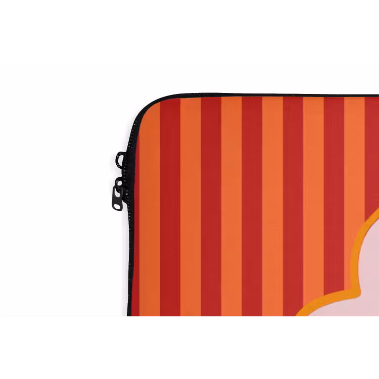 Ciao bella - Tekstwolk - Strepen - Oranje laptophoes neopreen klein -detail