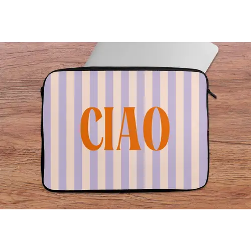 Ciao - Quote - Pastel - Strepen laptophoes neopreen klein -tafel