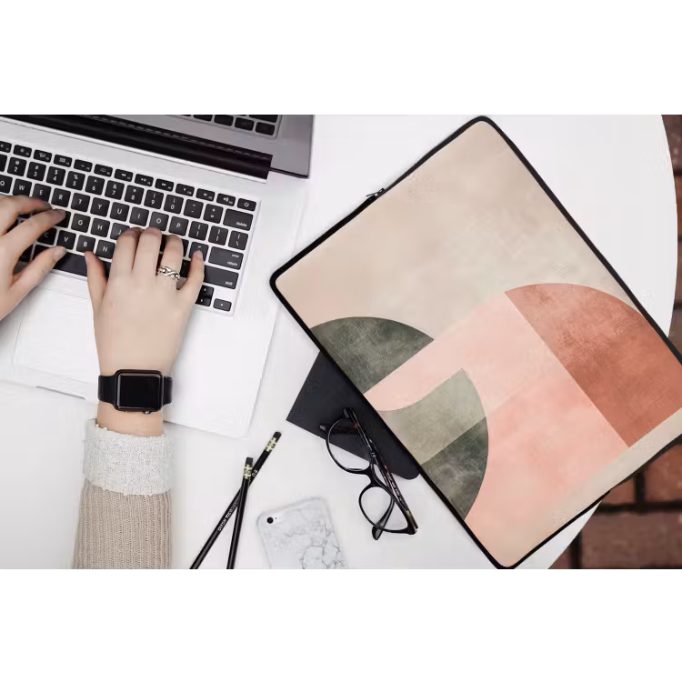 Cirkel - Abstract - Roze laptophoes neopreen klein -bureau