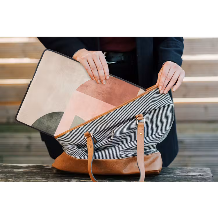 Cirkel - Abstract - Roze laptophoes neopreen klein -tas