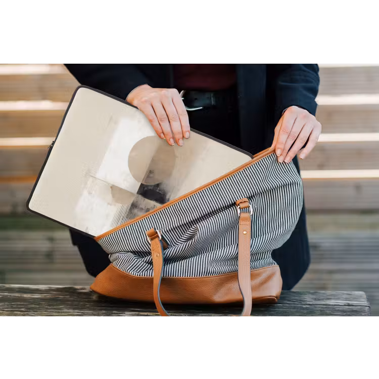 Cirkel - Compositie - Diepte - Beige laptophoes neopreen klein -tas
