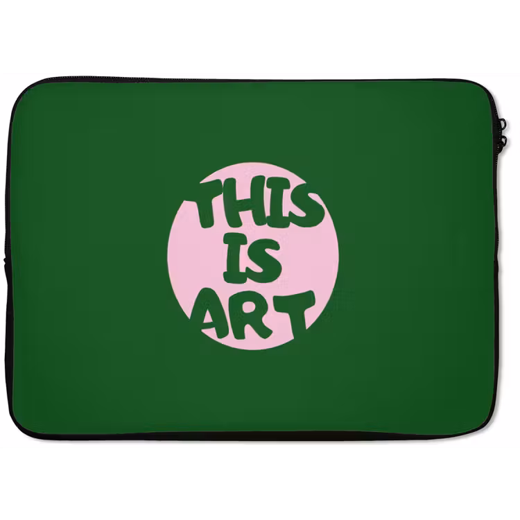 Cirkel - Roze - Tekst - Art laptophoes neopreen klein -zkaufland3dotto