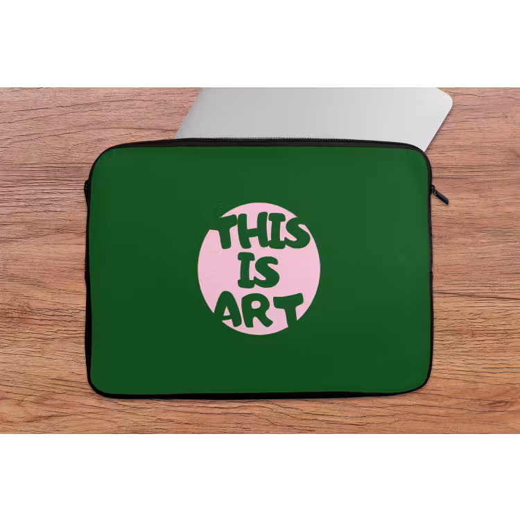 Cirkel - Roze - Tekst - Art laptophoes neopreen klein -tafel