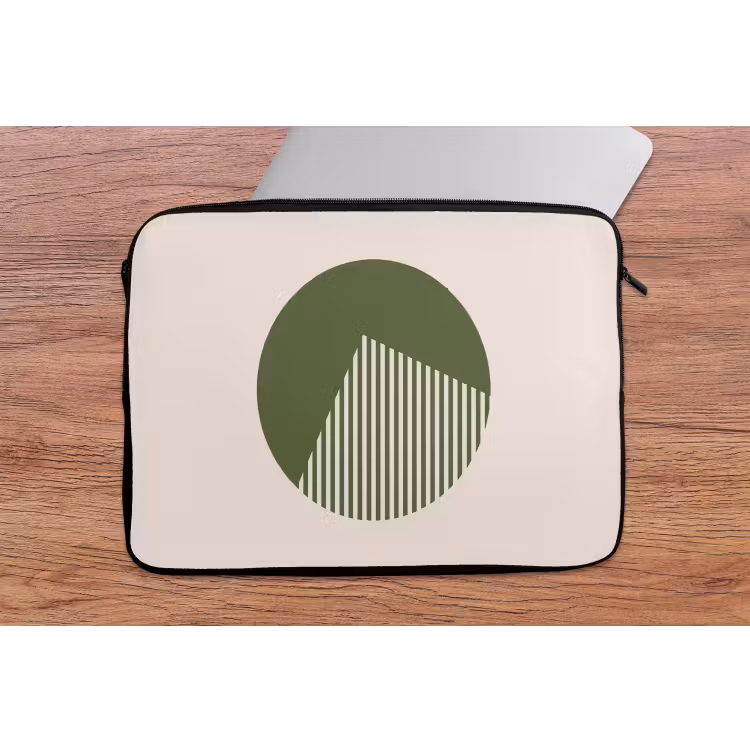 Cirkel - Strepen - Geometrisch - Abstract - Groen laptophoes neopreen klein -tafel