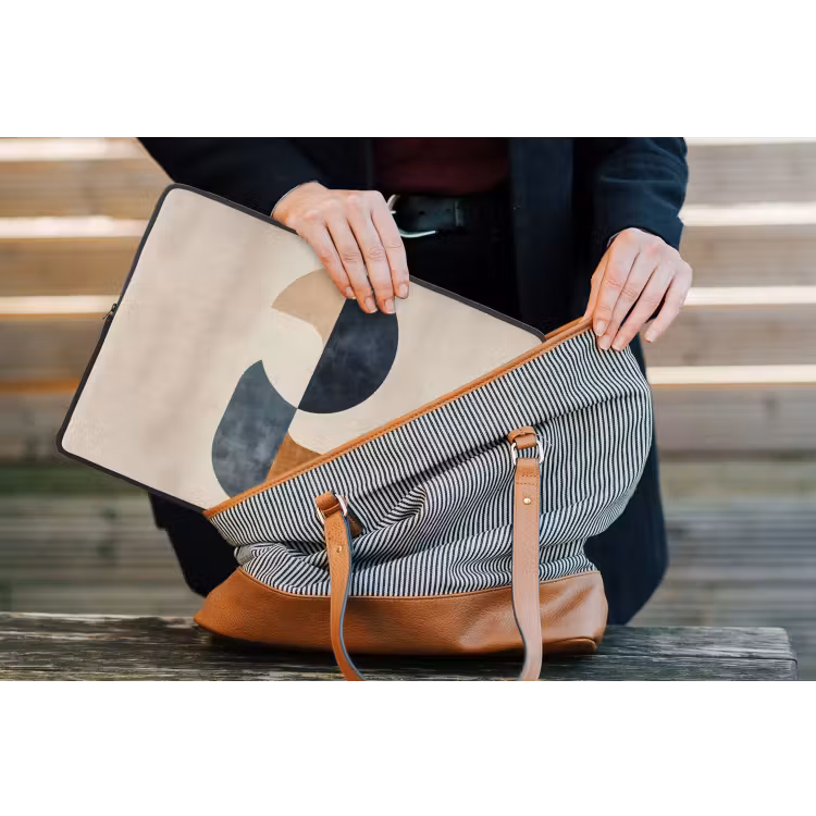 Cirkels - Abstract - Kleurrijk laptophoes neopreen klein -tas