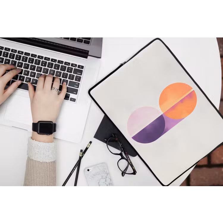 Cirkels - Abstract - Paars laptophoes neopreen klein -bureau