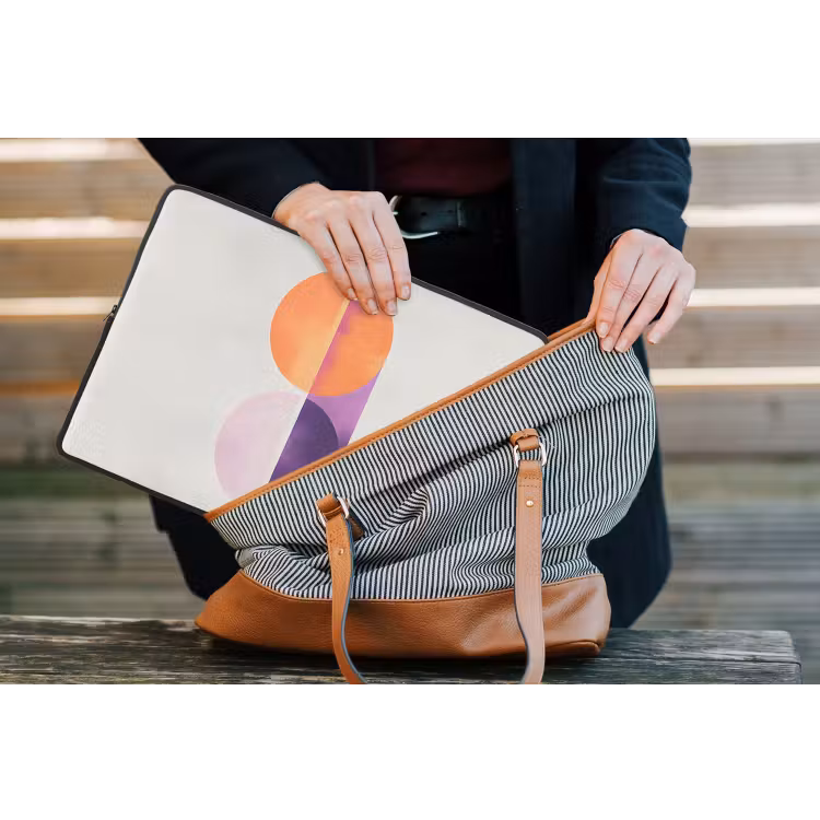 Cirkels - Abstract - Paars laptophoes neopreen klein -tas