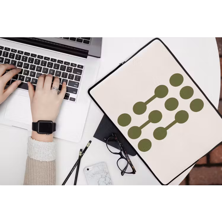 Cirkels - Geometrisch - Abstract - Modern - Groen laptophoes neopreen klein -bureau