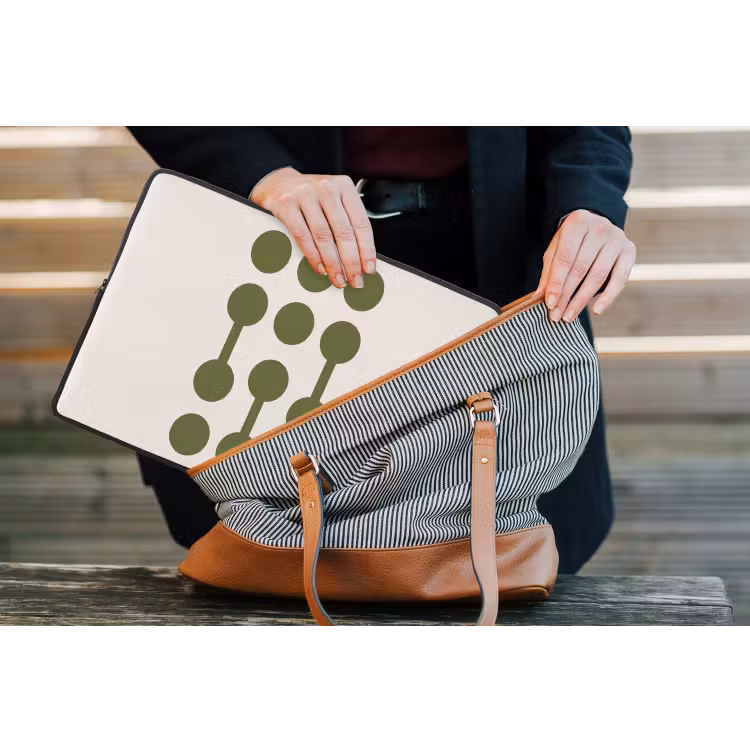 Cirkels - Geometrisch - Abstract - Modern - Groen laptophoes neopreen klein -tas