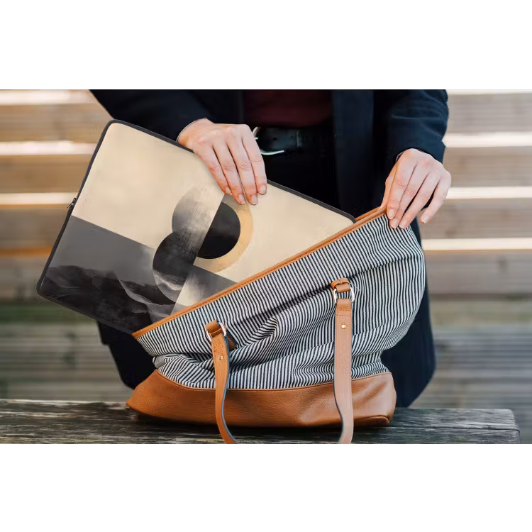 Cirkels - Schaduw - Abstract laptophoes neopreen klein -tas