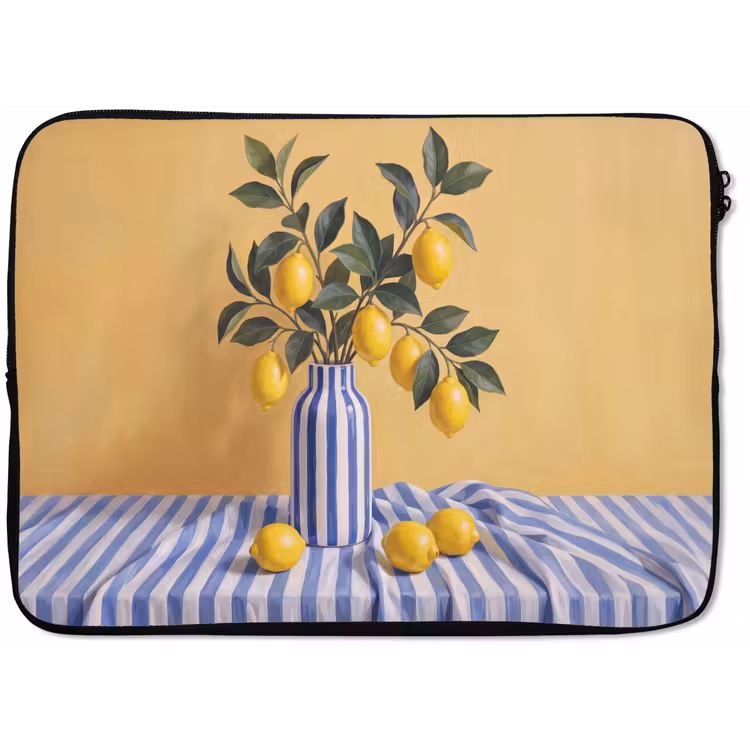 Laptophoes Citroen - Stilleven - Modern - Citroen - Stilleven - Modern laptophoes neopreen klein