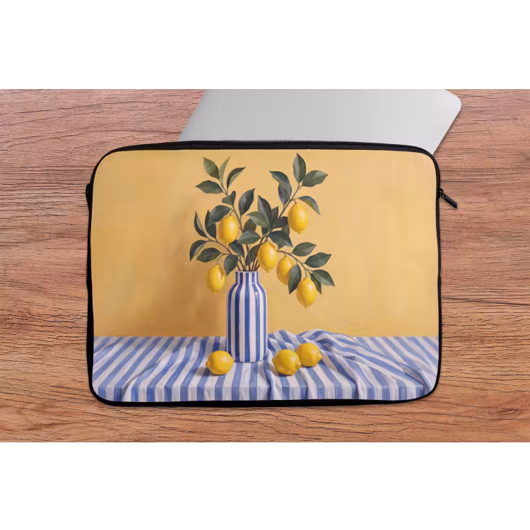 Laptophoes Citroen - Stilleven - Modern - Citroen - Stilleven - Modern laptophoes neopreen klein