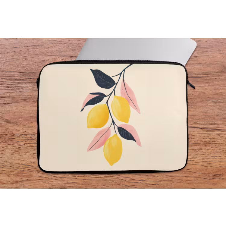 Citroenen - Felgeel - Tak - Bladeren laptophoes neopreen klein -tafel