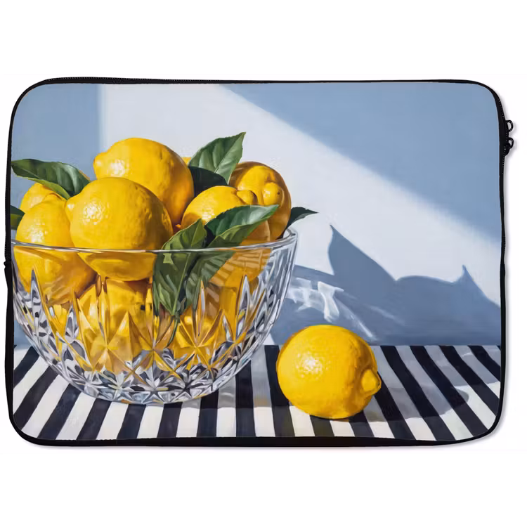 Laptophoes Citroenen - Fruit - Geel - Citroenen - Fruit - Geel laptophoes neopreen klein