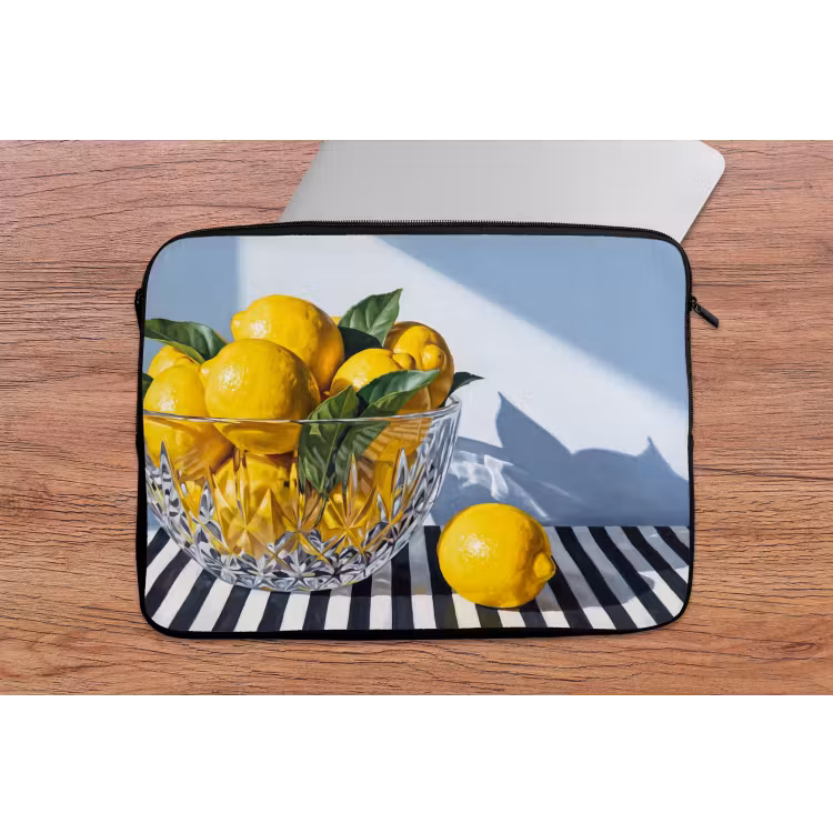 Laptophoes Citroenen - Fruit - Geel - Citroenen - Fruit - Geel laptophoes neopreen klein