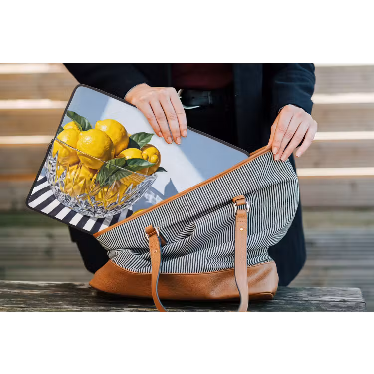 Laptophoes Citroenen - Fruit - Geel - Citroenen - Fruit - Geel laptophoes neopreen klein