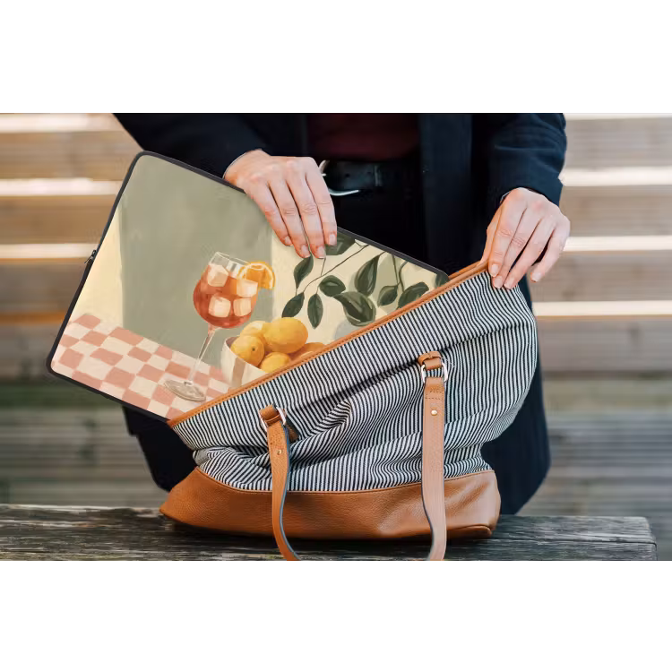 Citroenen - Glas - Tafelkleed - Geblokt laptophoes neopreen klein -tas