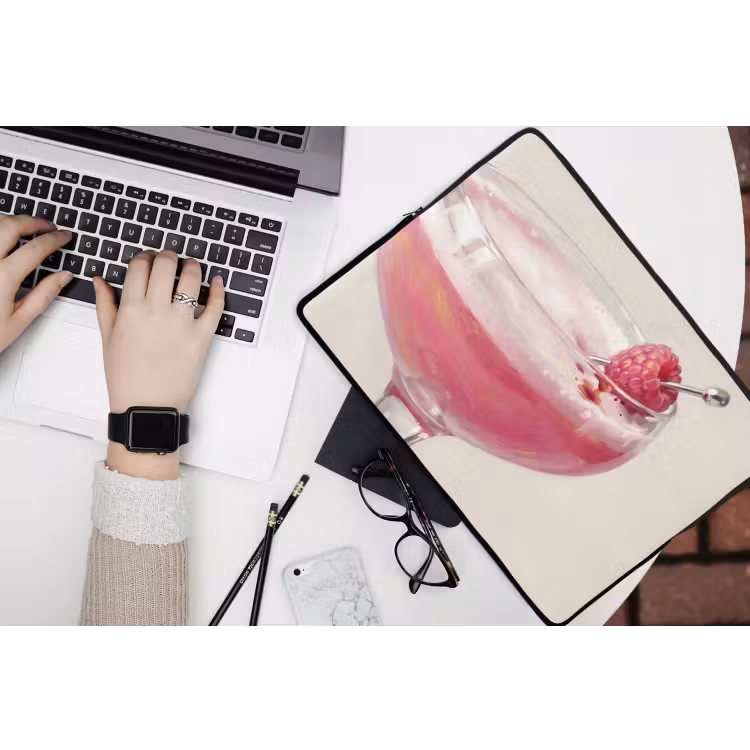 Cocktail - Framboos - Drank - Modern - Roze laptophoes neopreen klein -bureau